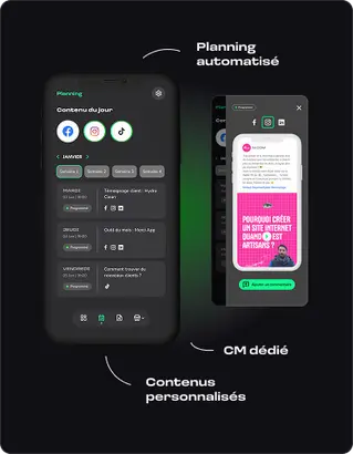 Planning automatisé Grattin , publications Instagram Facebook restaurant