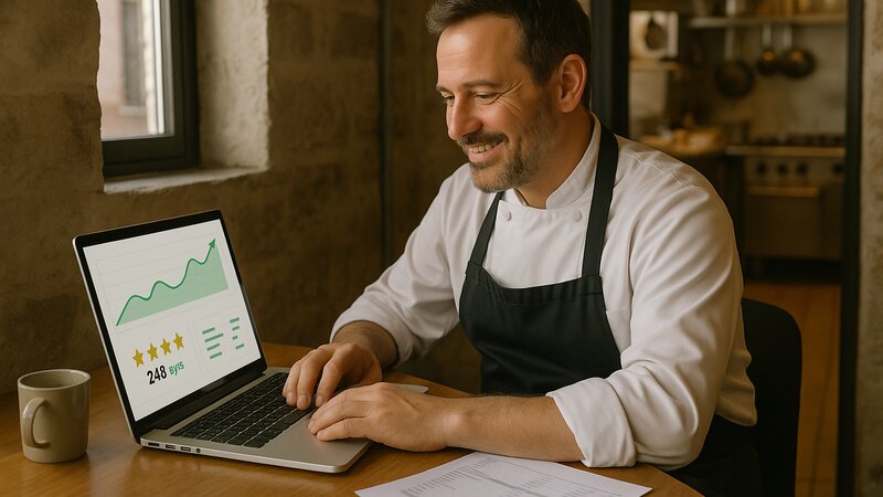 Dashboard Grattin affichant les statistiques de gestion des avis Google pour un restaurant