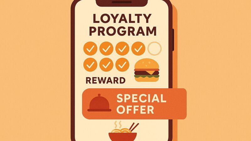 Illustration d'un programme de fidélité digital restaurant sur smartphone