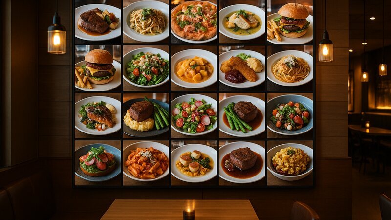 Mosaïque de photos clients publiées sur Instagram montrant les plats du restaurant